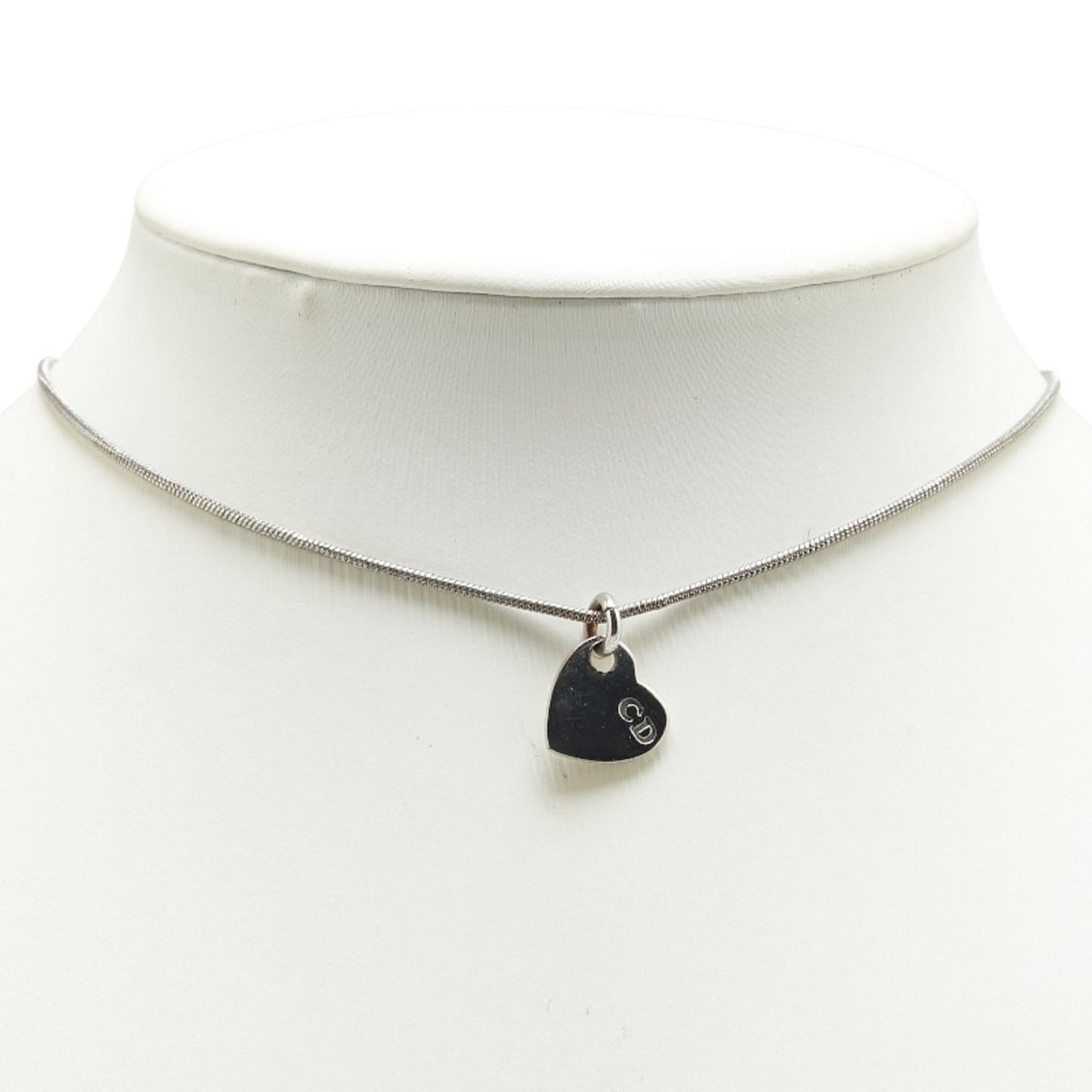 Christian Dior Dior Heart Cd Logo Necklace In Silver Metal
