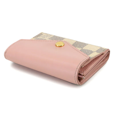 Louis Vuitton Damier Azur Portefeuille Zoe Tri-Fold Wallet In Rose Ballerine