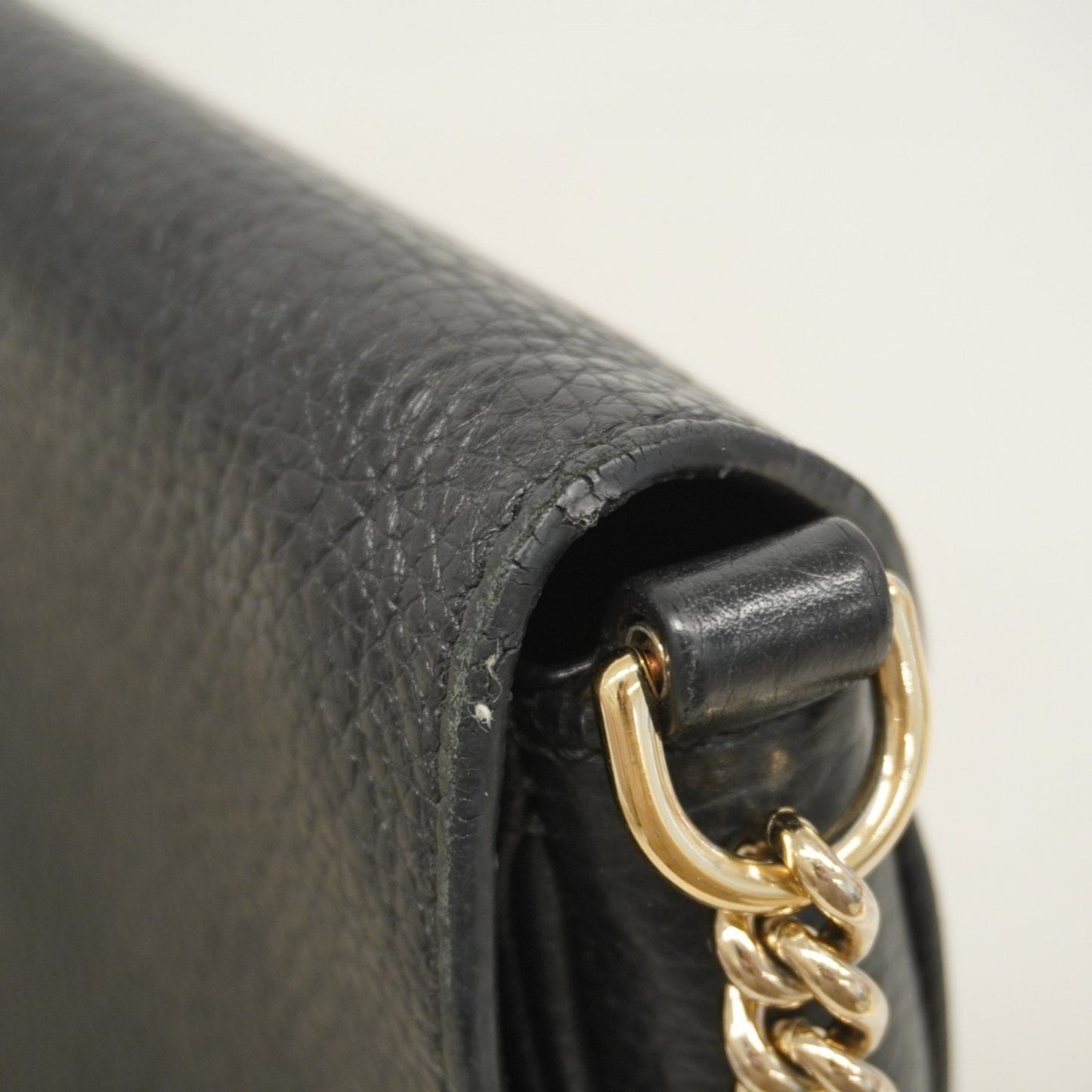 Gucci Soho Interlocking G Shoulder Bag 5363224 Leather Black Champagne