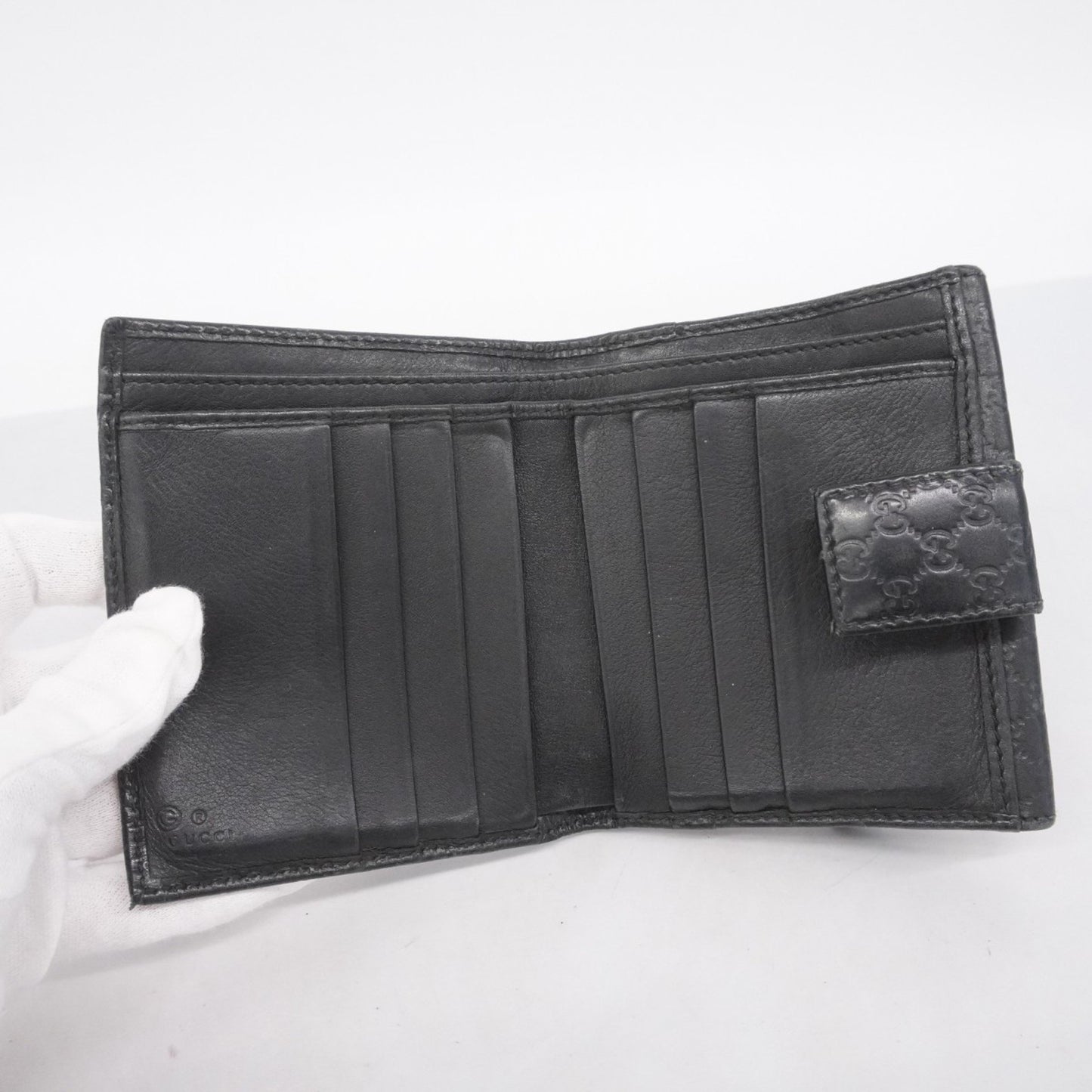 Gucci Wallet Guccissima 464916 Leather Black Champagne