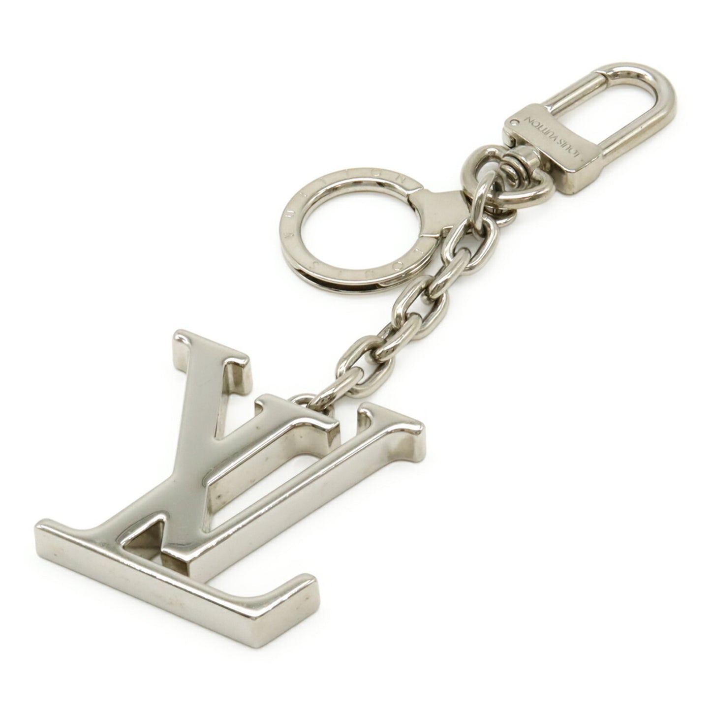 Louis Vuitton Porte-Cls Initial Lv Keychain/Key Ring Bag Charm Silver M65071