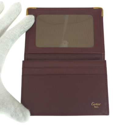 Cartier Must Line Wine Red Bordeaux Gold Hardware Leather Card Case/Business Holder