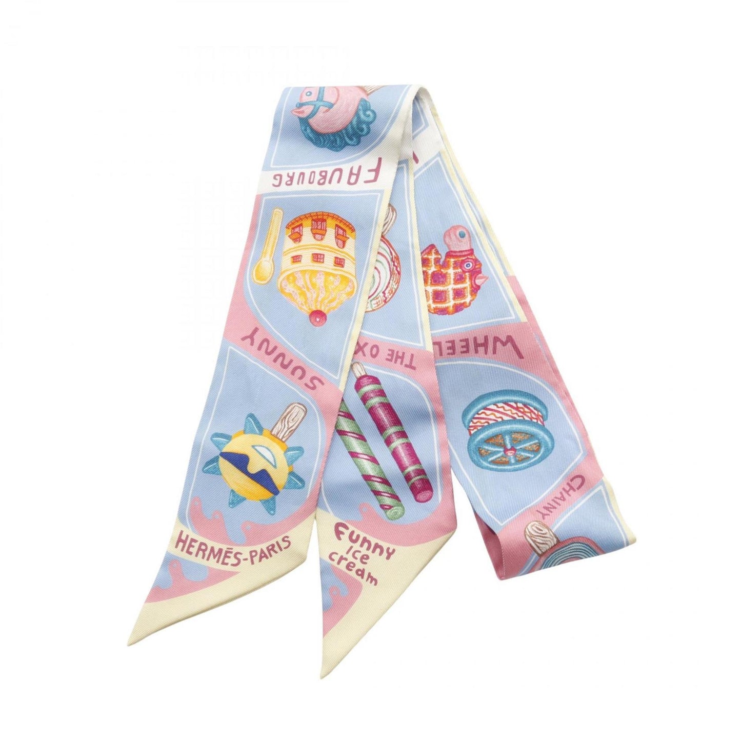 Hermes Herms Twilly Funny Ice Cream Silk Scarf