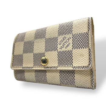 Louis Vuitton 6 Key Holder N61745 Damier Azur White Grey Leather With Gold Hardware For Men And