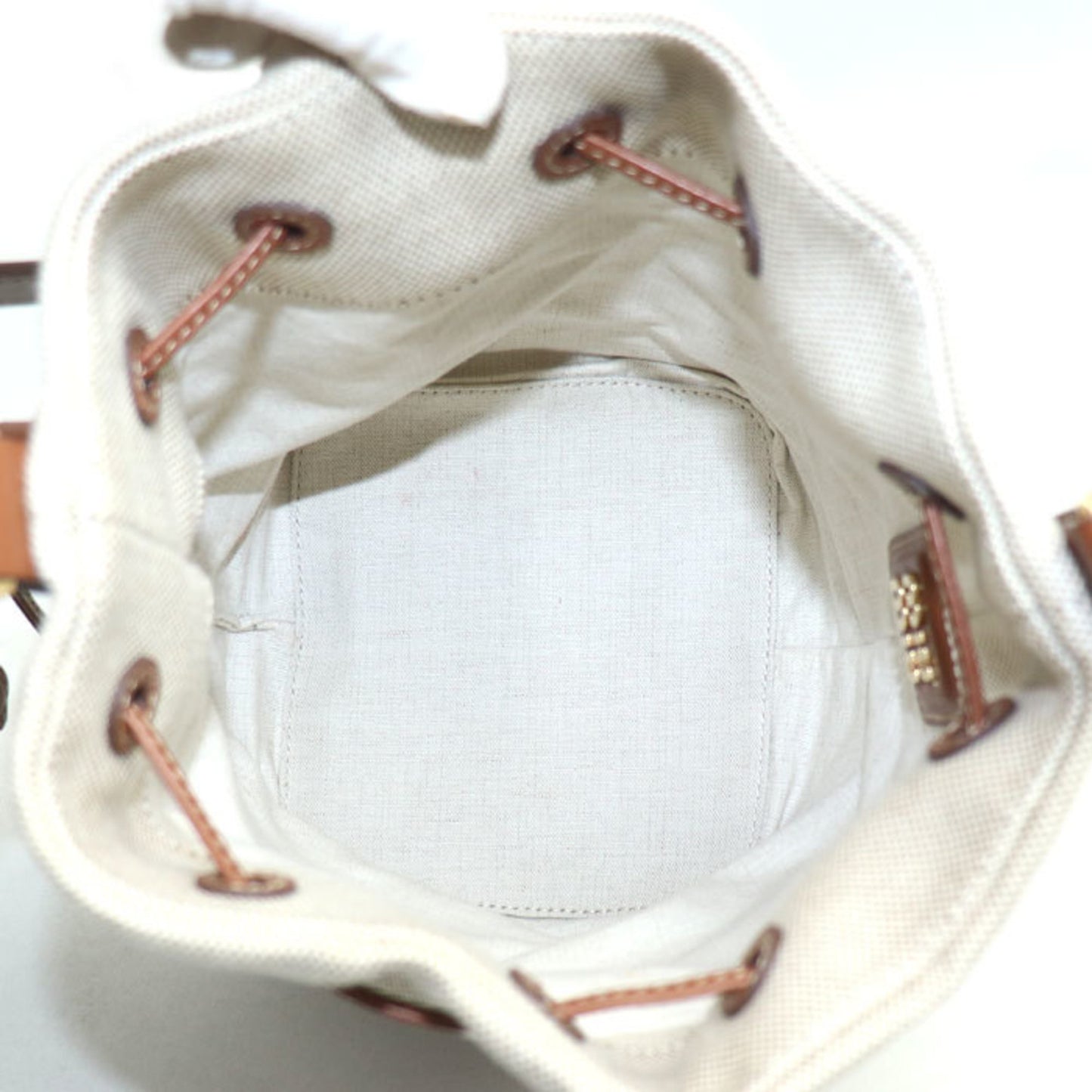 Miumiu Miu Bucket Bag Shoulder Beige/Brown 5Be090