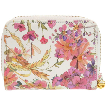 Christian Dior Caro Scarlet Flower 98 Ma 0214 Calfskin White Bifold Wallet 0438