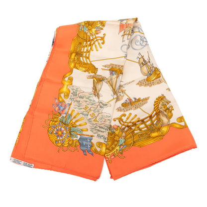 Hermes Herms Carr 90 Voiles De Lumire 1572 Sailboat Of Light Scarf In Orange