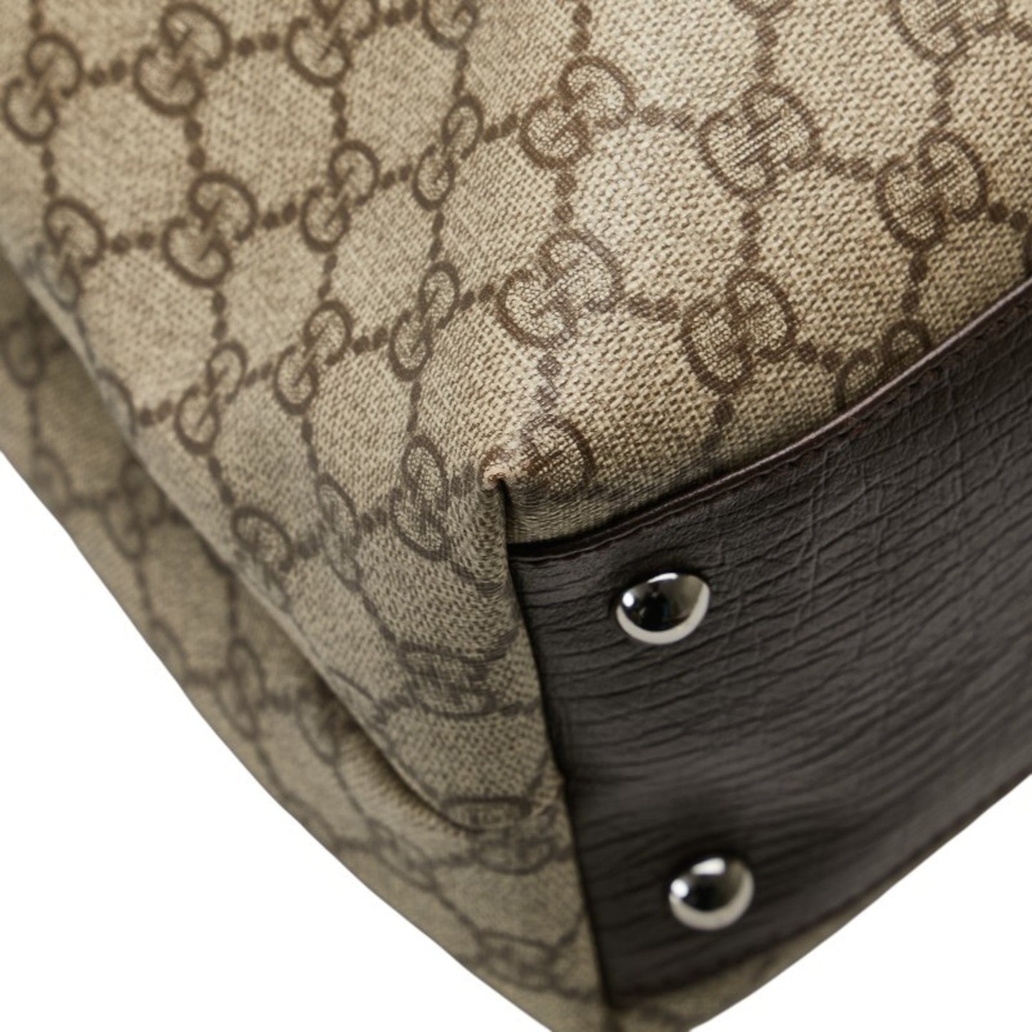 Gucci Gg Supreme Tote Bag Handbag 131219 Beige Brown Leather
