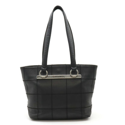 Chanel Chocolate Bar Tote Bag Leather Black