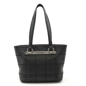 Chanel Chocolate Bar Tote Bag Leather Black