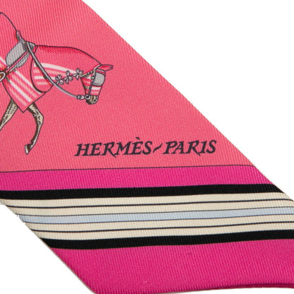 Herms Twilly Couvertures Et Tenues Horse Blanket Scarf Muffler Pink Multicolor Silk