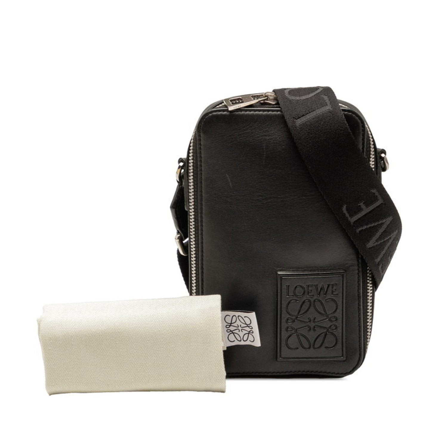 Loewe Anagram Shoulder Bag In Black Leather