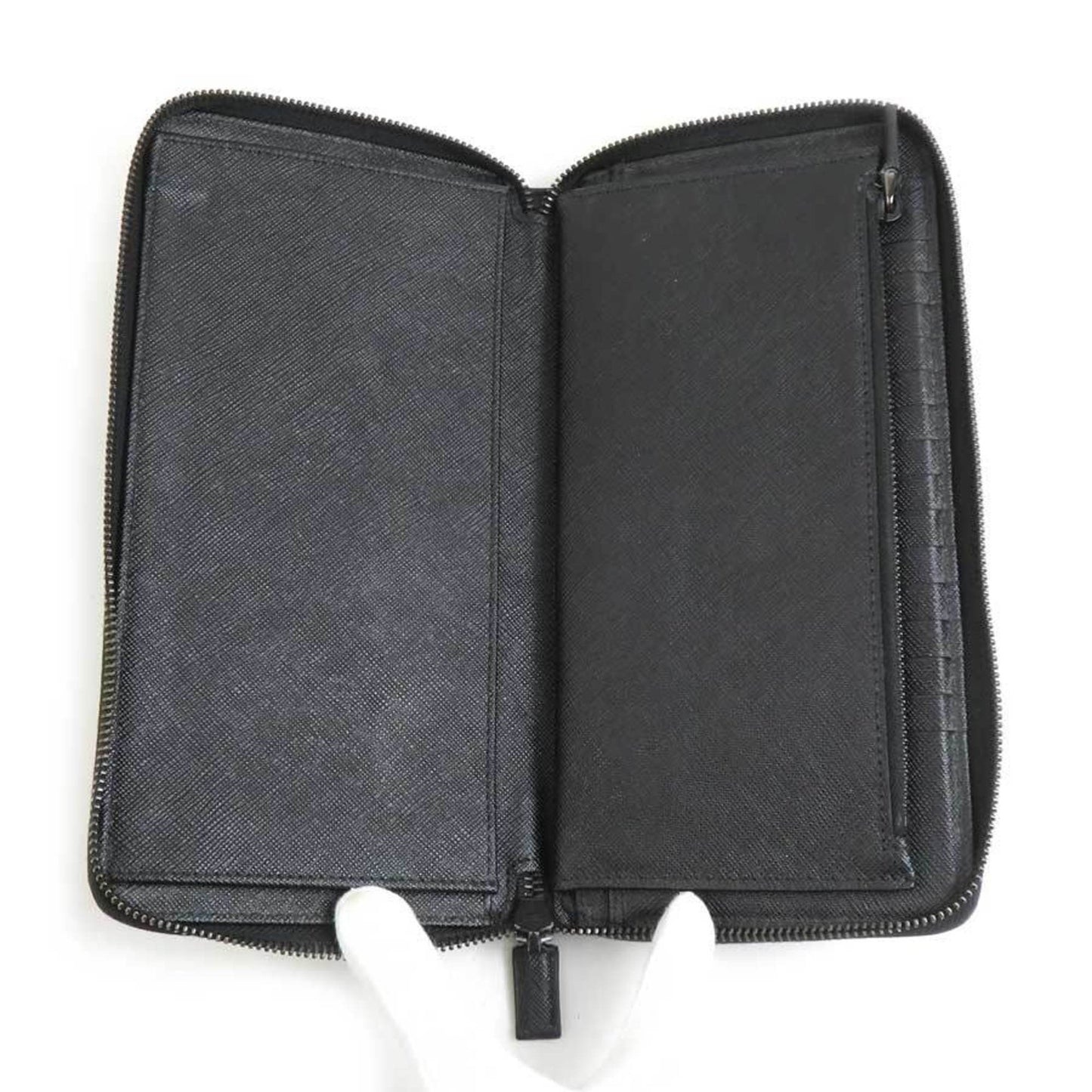 Prada Organizer Long Wallet In Black Leather