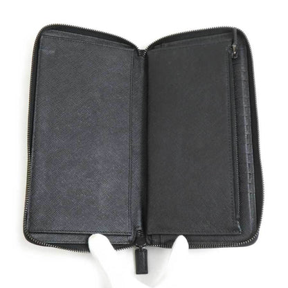 Prada Organizer Long Wallet In Black Leather
