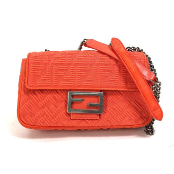 Fendi 8Br793 Baguette Chain Midi Double Shoulder Bag In Canvas/Leather