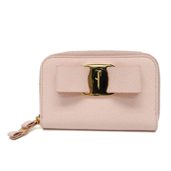 Salvatore Ferragamo Vara Iy-22D288 Leather Card Case Light Pink