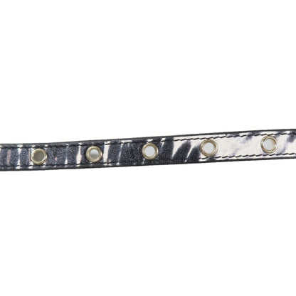 Christian Dior Leather Gold Hardware Logo Buckle Animal Print Narrow Belt All-Over Pattern Black