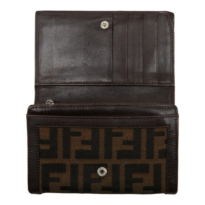 Fendi Zucca Bifold Wallet 31052 Beige Brown Canvas Leather