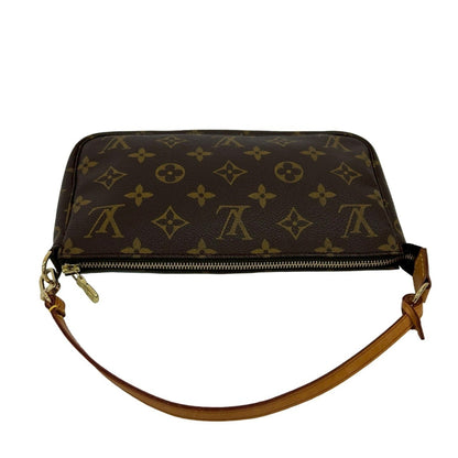 Louis Vuitton Pochette Accessoires Monogram Leather Mini Handbag Pouch Brown 18220