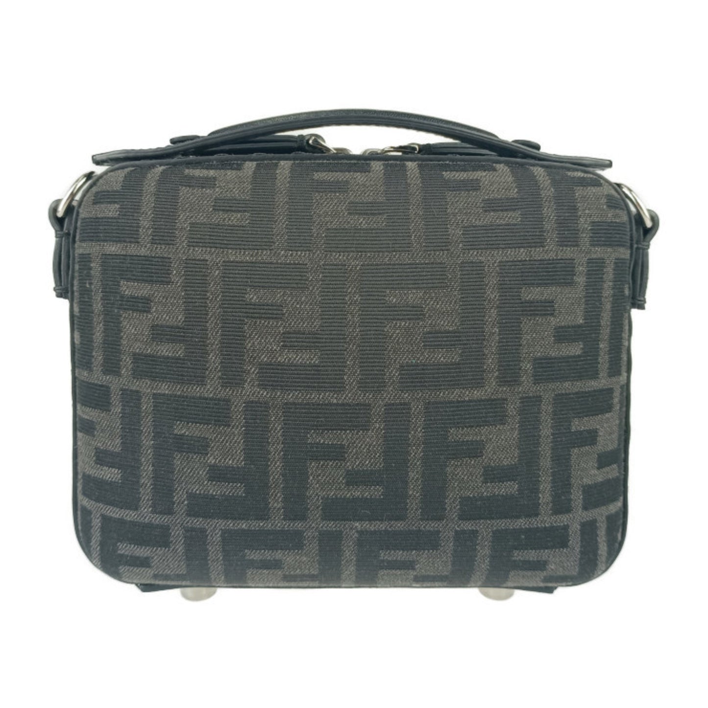 Fendi Zucca Mini Shoulder Bag 7Va552 Grey Black Canvas Leather