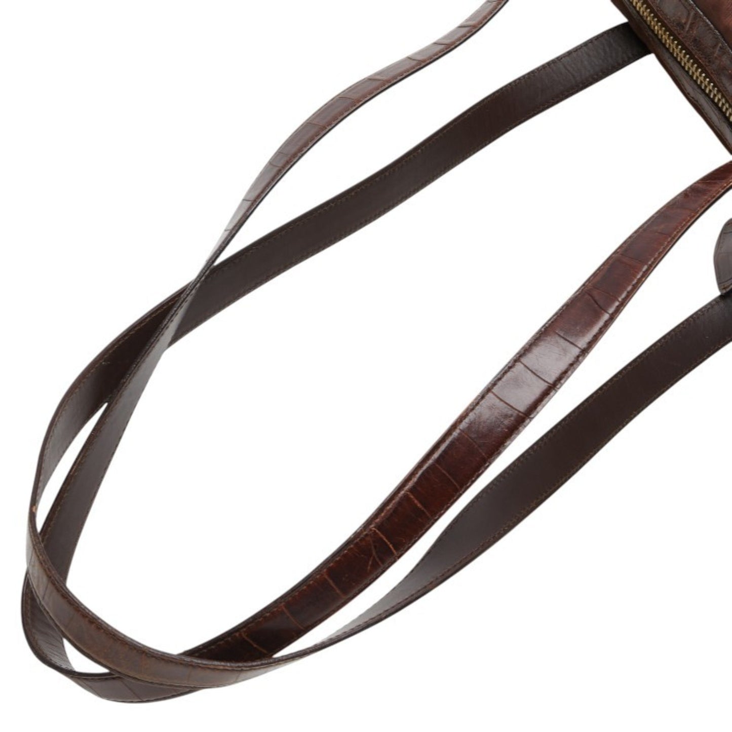 Prada Triangle Logo Plate Handbag Shoulder Bag Brown Nylon Leather