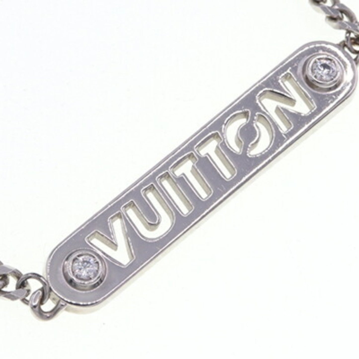 Louis Vuitton Necklace Lv Id M01154 Silver Metal Choker Pendant Plate