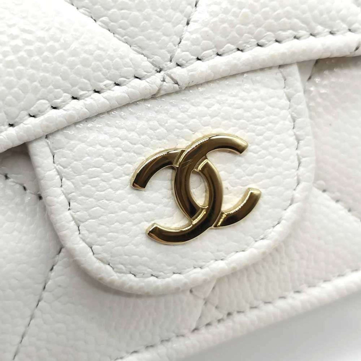 Chanel Matelasse Wallet Tri-Fold White Champagne