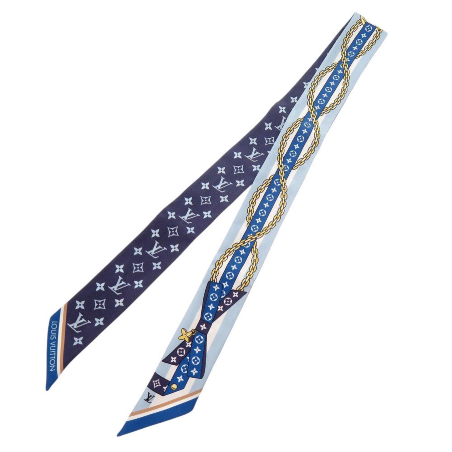 Louis Vuitton Bandeau Bb Bow M96174 Silk Blue Scarf Muffler 0022 Louis Vuitton