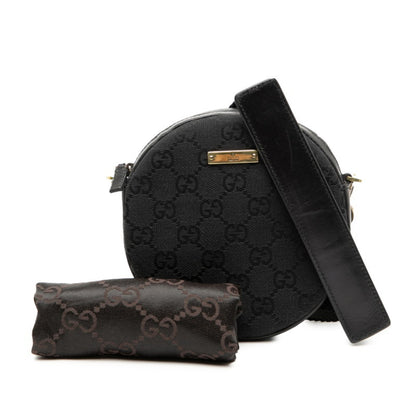 Gucci Gg Canvas Crossbody Shoulder Bag Pochette 90700 Black Leather
