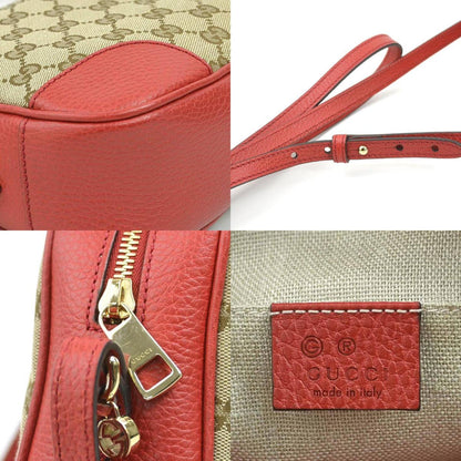 Gucci Gg Canvas And Leather Shoulder Bag In Red Brown