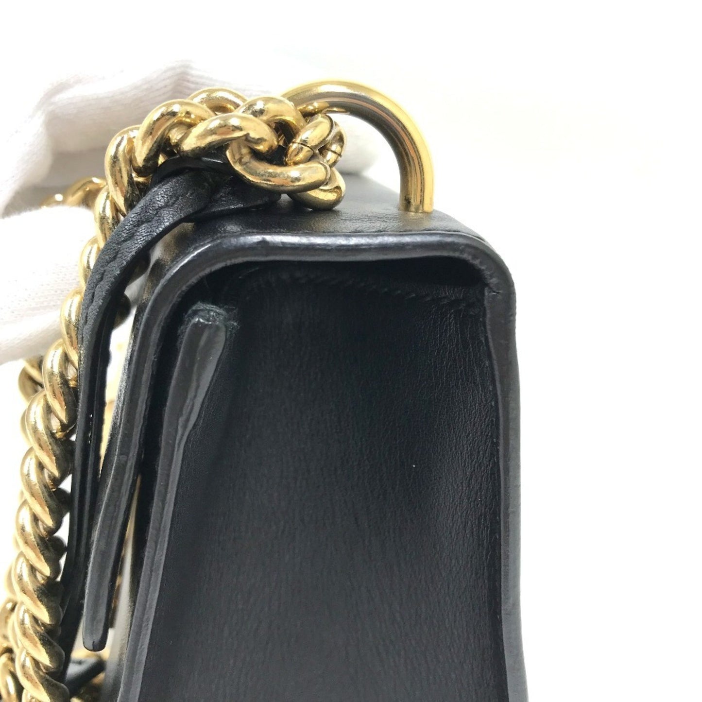 Gucci 409487 Small Padlock Chain Shoulder Bag Leather