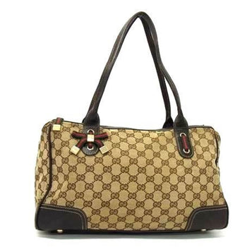 Gucci Sherry Line Princess Tote Bag 177052 In Beige And Brown Gg Canvas Leather