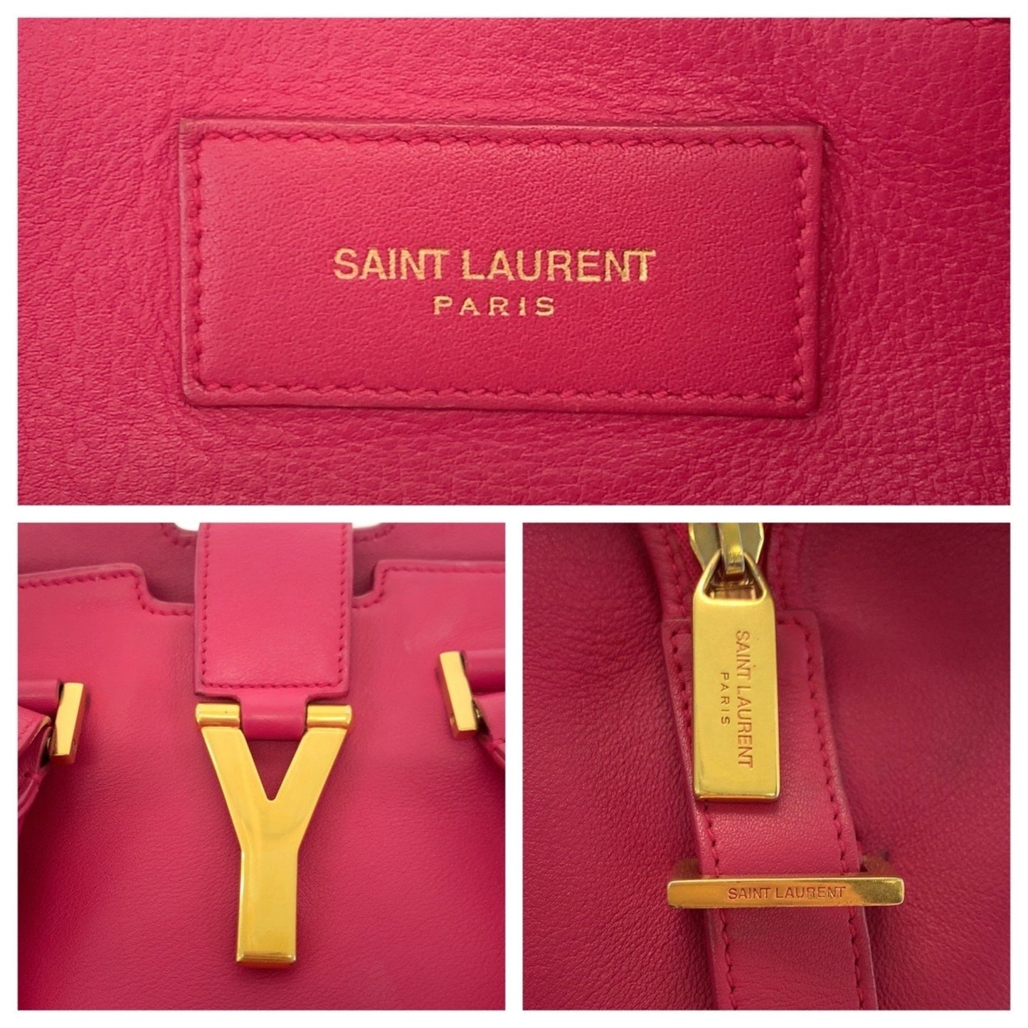 Yves Saint Laurent Saint Laurent Paris Saint Laurent Paris Petit Cabas Y-Line Fuchsia Pink Gold