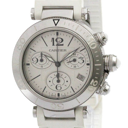 Cartier Pasha Seatimer Steel Quartz Mid Size Watch W3140005 Polished