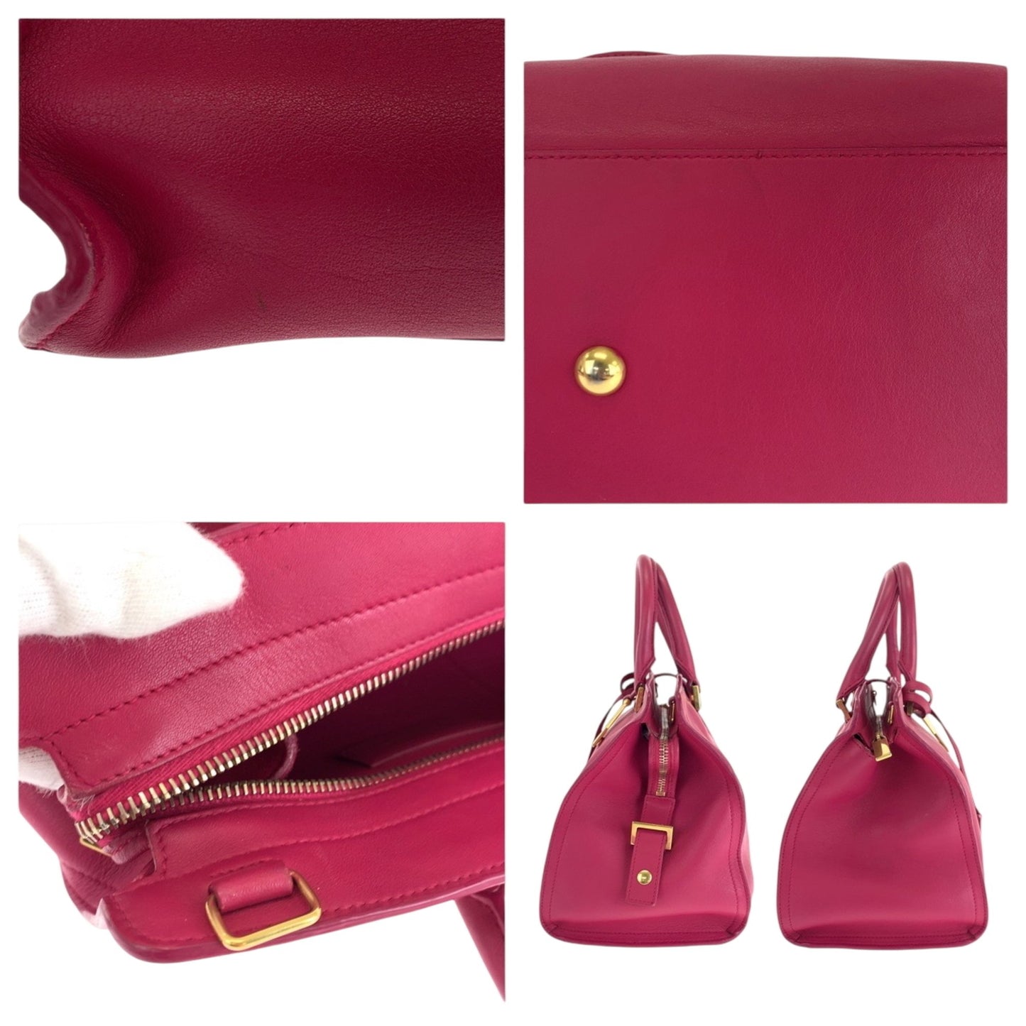Yves Saint Laurent Saint Laurent Paris Saint Laurent Paris Petit Cabas Y-Line Fuchsia Pink Gold