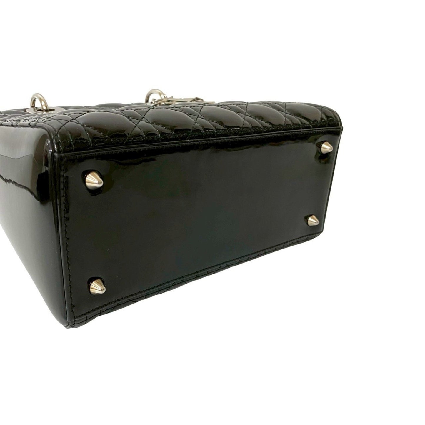 Christian Dior Lady Cannage Patent Leather 2-Way Handbag/Shoulder Bag 948-8