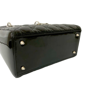 Christian Dior Lady Cannage Patent Leather 2-Way Handbag/Shoulder Bag 948-8