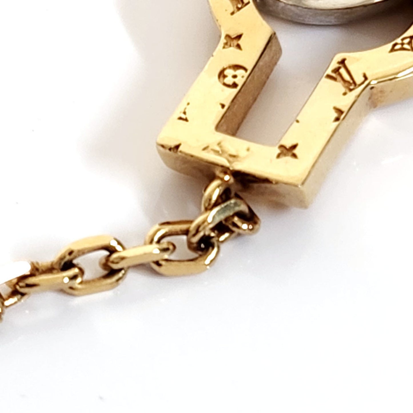 Louis Vuitton Collier Twin Rocks Necklace M64887 Gold Silver Metal Pendant