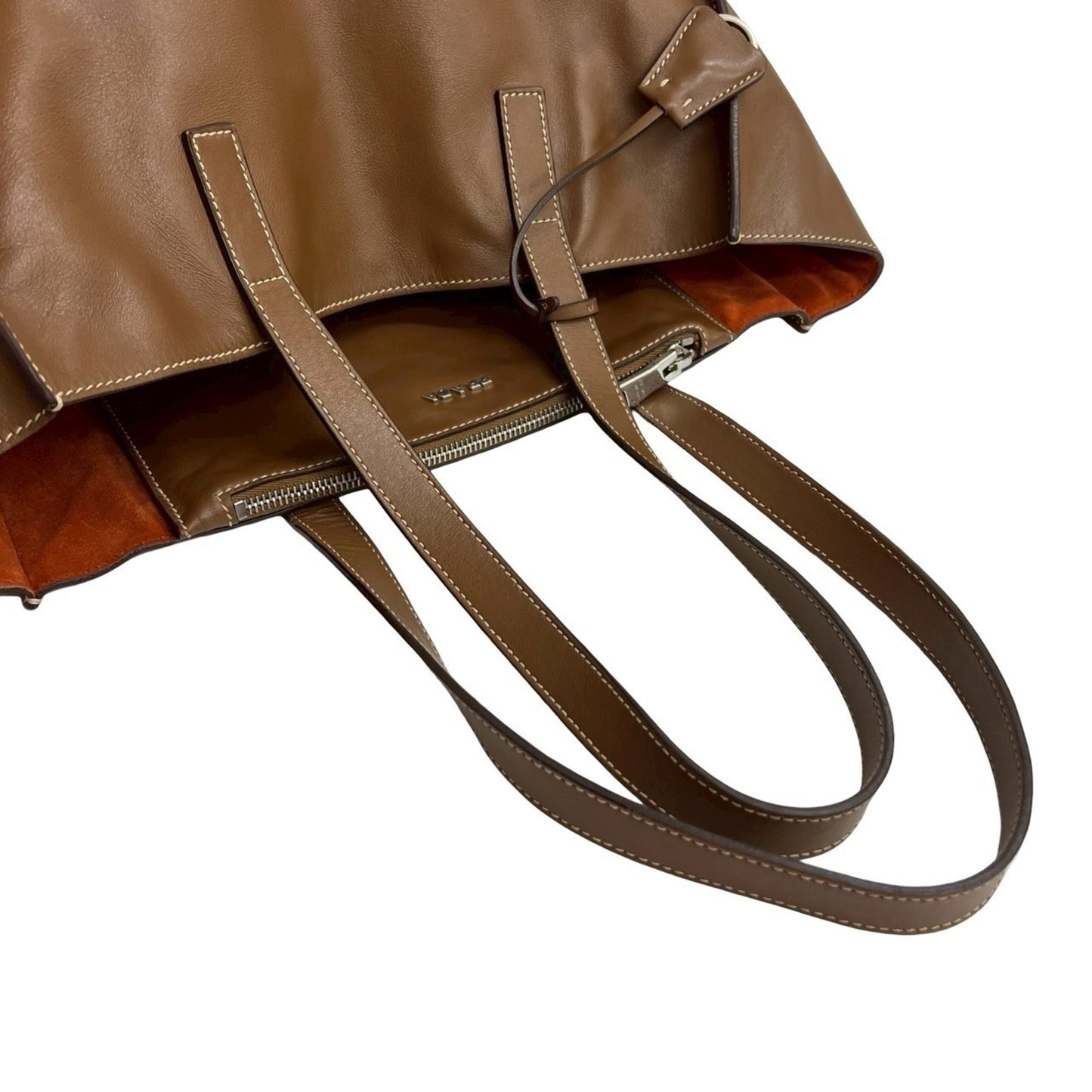 Prada Prada Triangle Logo Leather Tote Bag