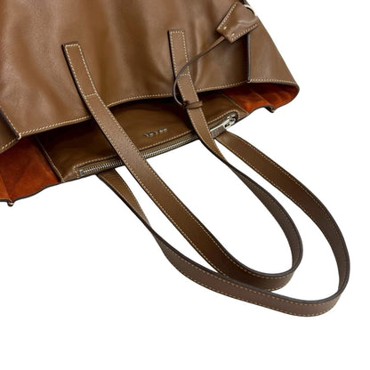 Prada Prada Triangle Logo Leather Tote Bag