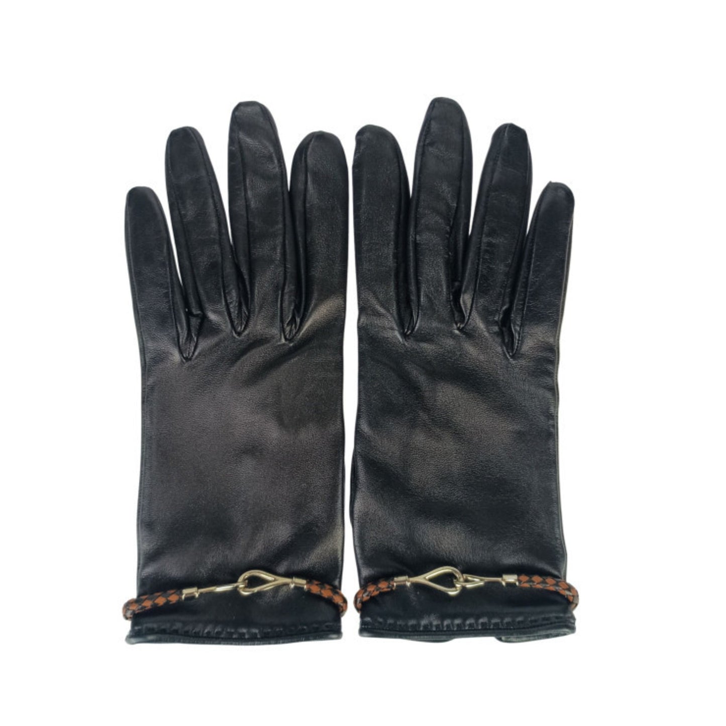 Hermes Jumbo Black Leather Gloves