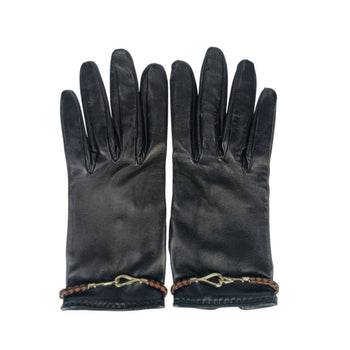 Hermes Jumbo Black Leather Gloves