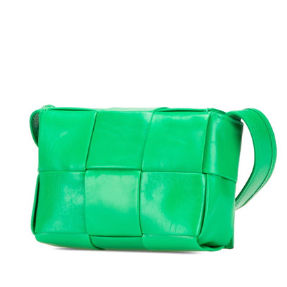 Bottega Veneta Maxi Intrecciato Candy Cassette Crossbody Shoulder Bag 667048 Paraquito Green Leather