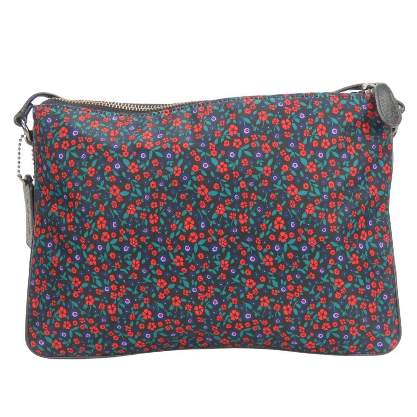Coach Shoulder Bag F59436 Nylon Leather Black Multicolor Flower