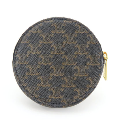 Celine Wallet/Coin Case Triomphe 10D222Bq3.38No Leather Black Brown Round