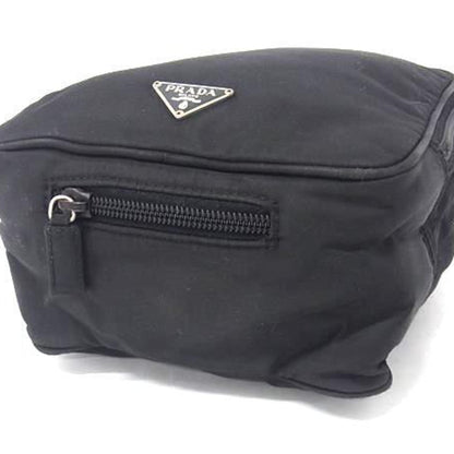 Prada Mv550 3-Way Shoulder Bag/Waist Bag In Black Nylon With Triangular Plates For Men And Women
