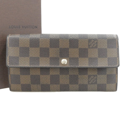 Louis Vuitton Damier Portefeuille Sarah N61734 Ebene Long Wallet