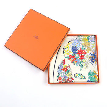 Hermes Carr 90 Plani Fleur 100% Silk Scarf