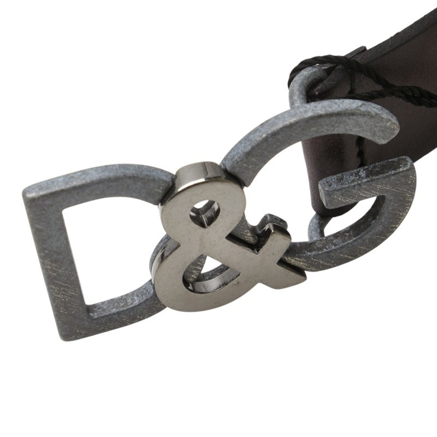 Dolce & Gabbana Logo Buckle Belt Bc3735 Gray/Black Leather