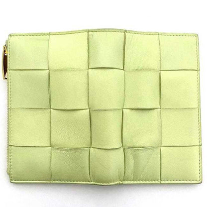 Bottega Veneta Bi-Fold Wallet Light Green Yellow Intrecciato Leather Bottega Veneta 10 Pieces Soft
